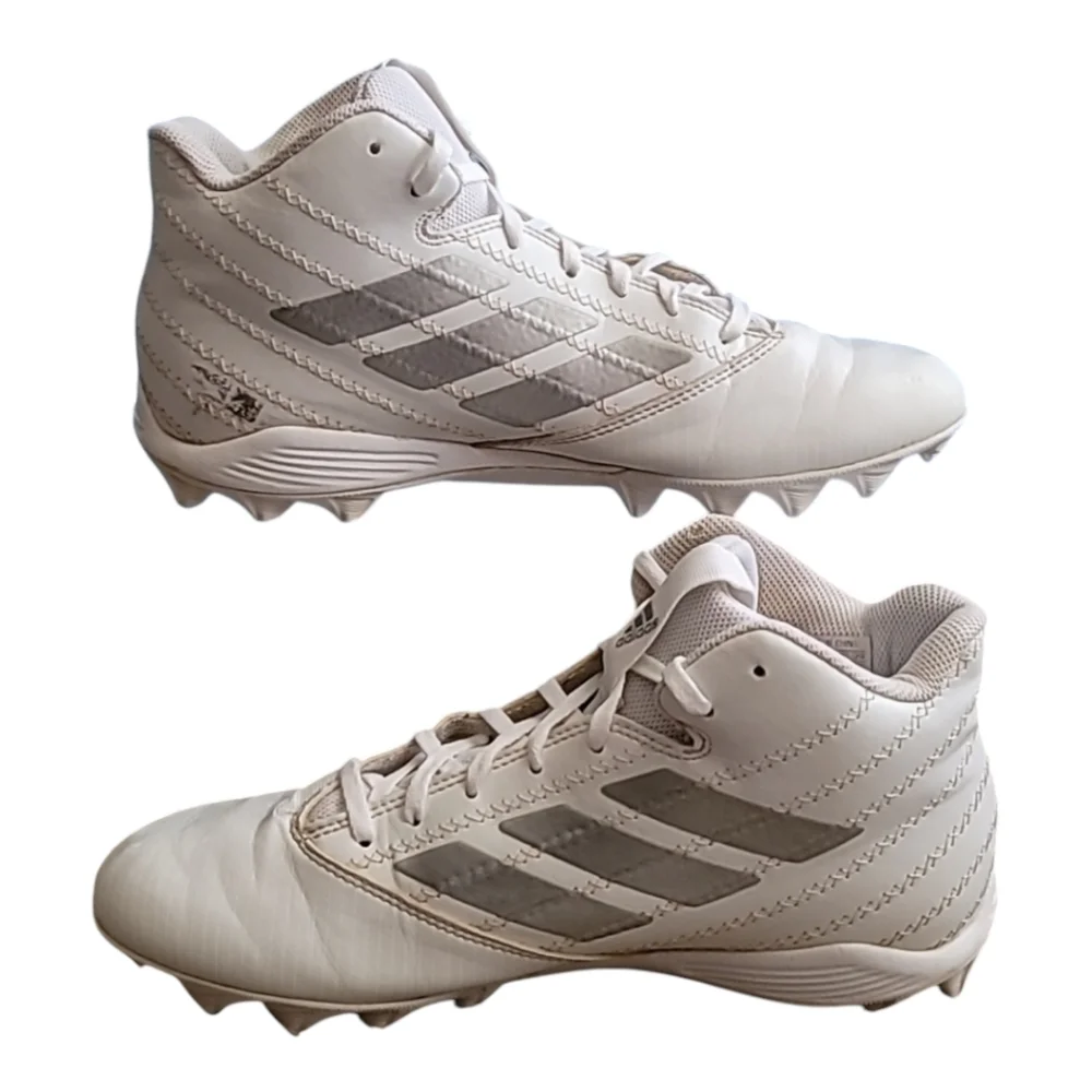 Adidas Freak football cleats midtop lace up white silver detail mens 8.5